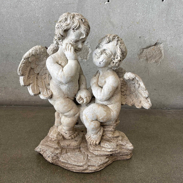 Vintage Cement Angel Cherub Sculpture