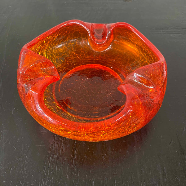 Mid Century Modern Viking Crackle Glass Ashtray