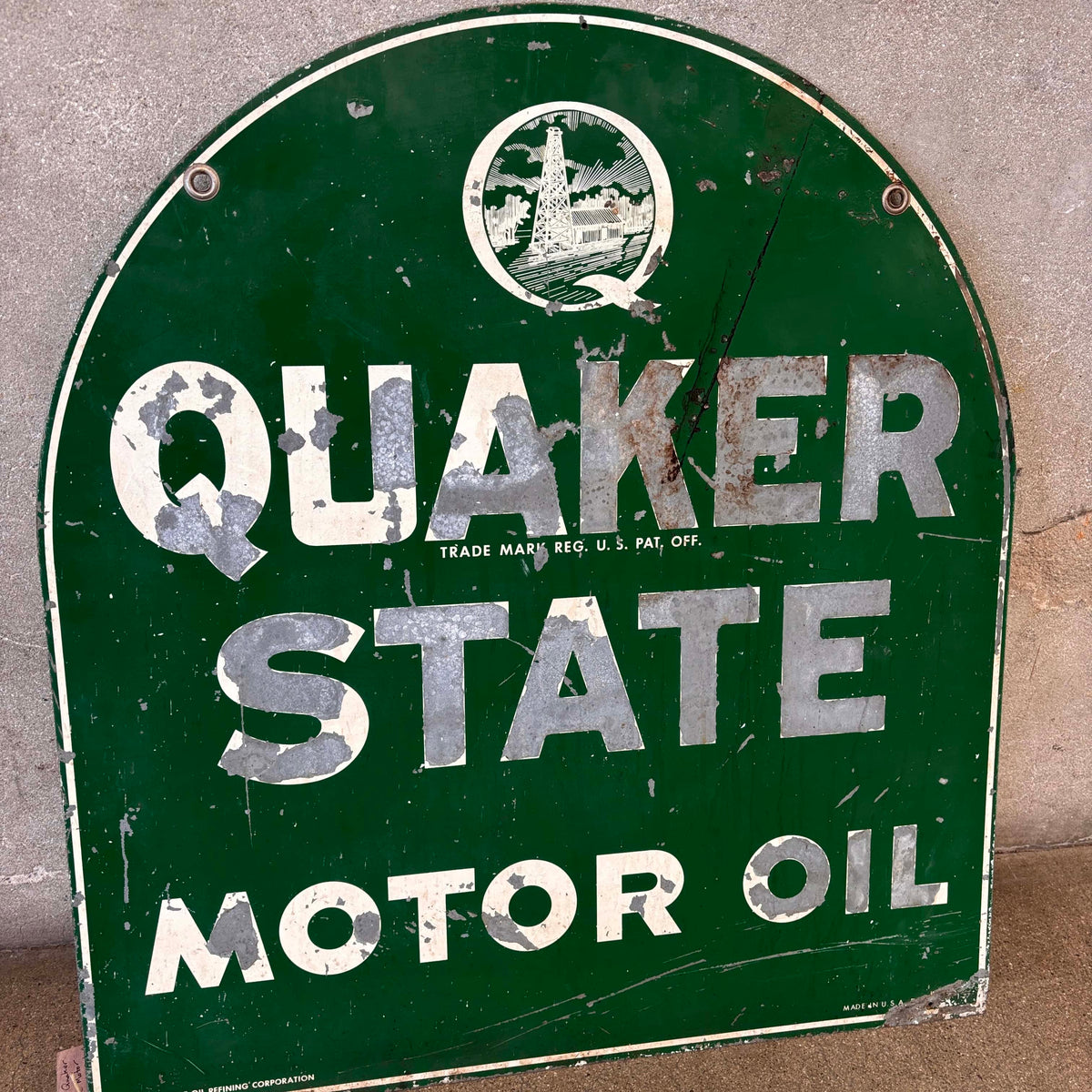 Vintage Quaker State Motor Oil Double Sided Sign