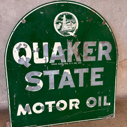 Vintage Quaker State Motor Oil Double Sided Sign