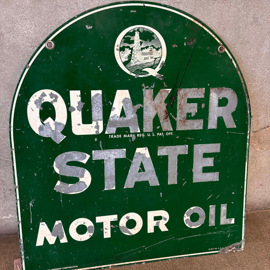 Vintage Quaker State Motor Oil Double Sided Sign