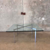 Vintage Barcelona Chrome & Glass Table - As Is