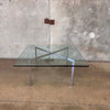 Vintage Barcelona Chrome & Glass Table - As Is