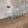 Vintage Barcelona Chrome & Glass Table - As Is