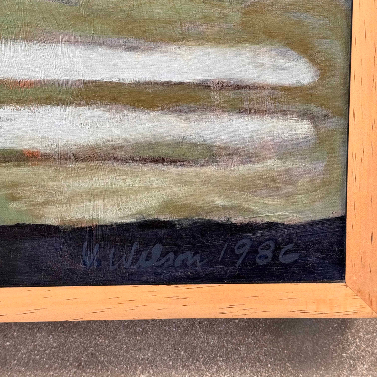 Abstract Expressionist Oil Painting by Vern Wilson of Art Center 1986