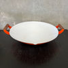Vintage Orange & White Enameled Metal Paella or Wok