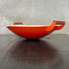Vintage Orange & White Enameled Metal Paella or Wok
