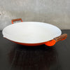Vintage Orange & White Enameled Metal Paella or Wok