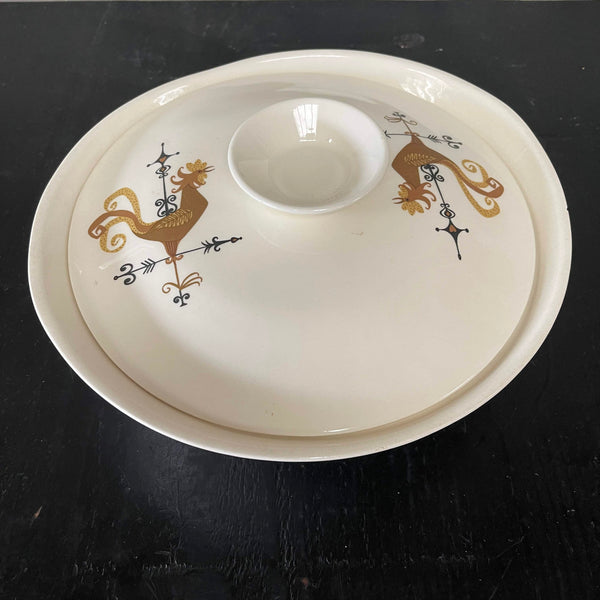 Mid Century Modern Weather Vane Rooster Covered Casserole