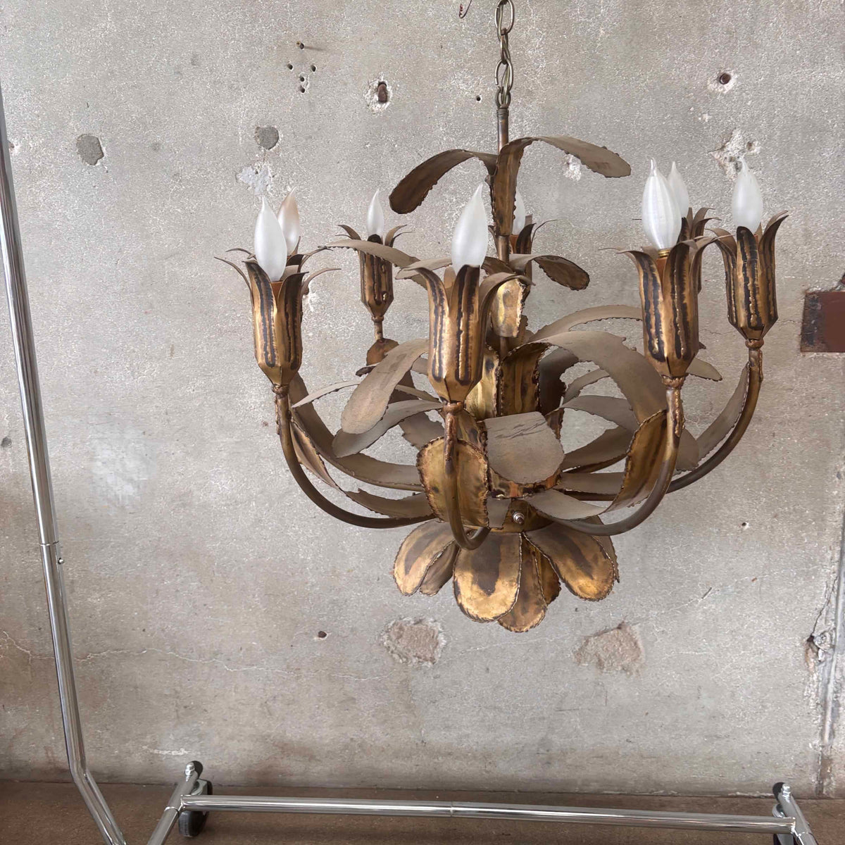 Vintage Mid Century Modern Brutalist Chandelier By Tom Green