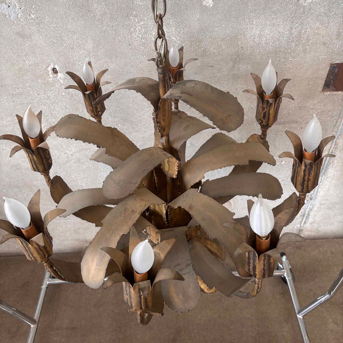 Vintage Mid Century Modern Brutalist Chandelier By Tom Green