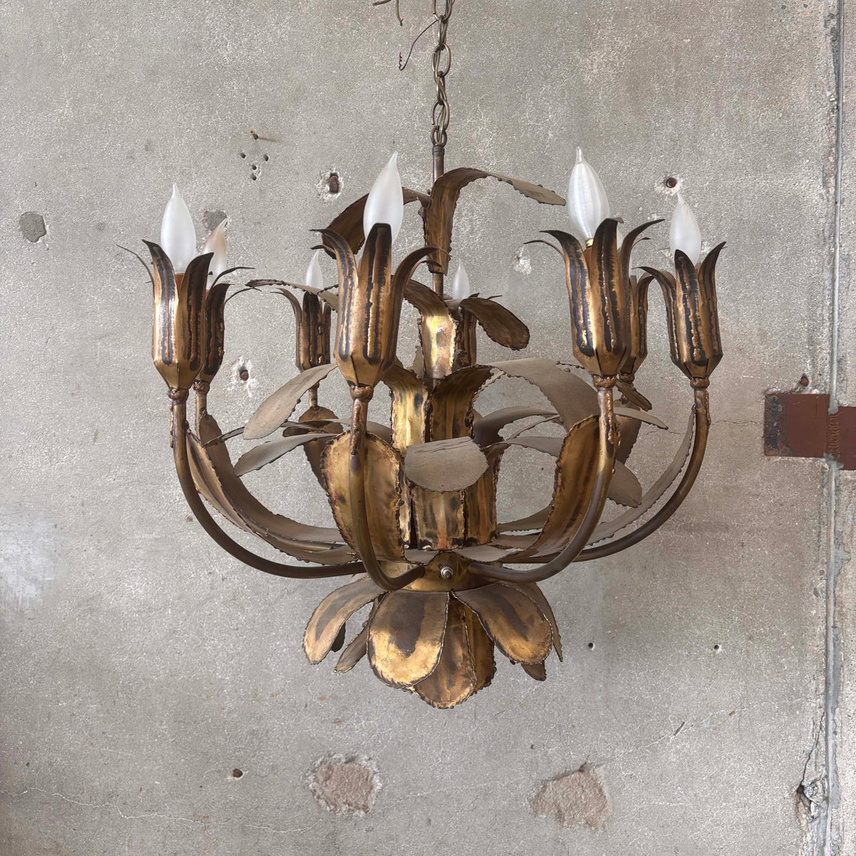 Vintage Mid Century Modern Brutalist Chandelier By Tom Green