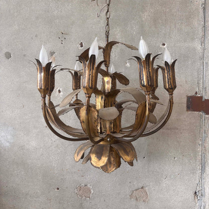 Vintage Mid Century Modern Brutalist Chandelier By Tom Green