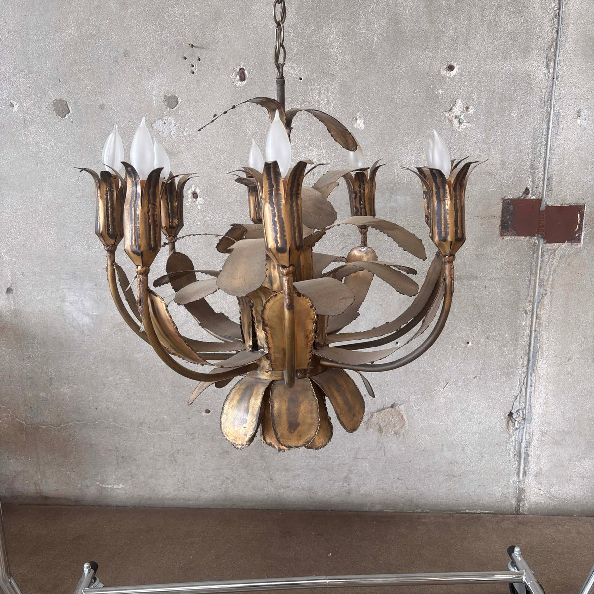 Vintage Mid Century Modern Brutalist Chandelier By Tom Green