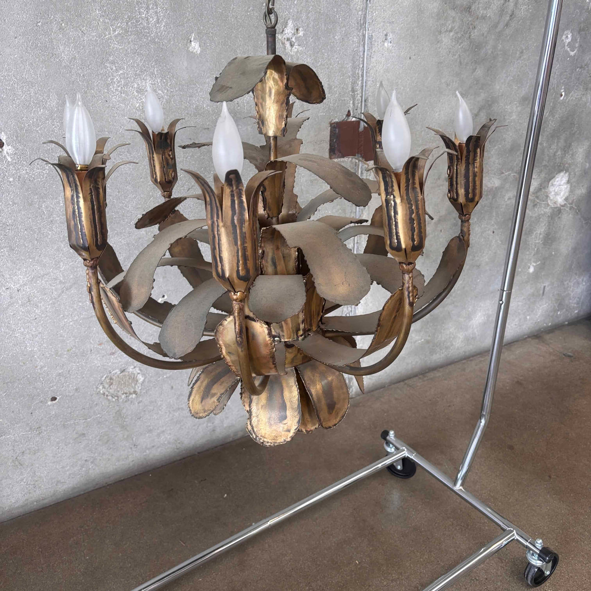 Vintage Mid Century Modern Brutalist Chandelier By Tom Green