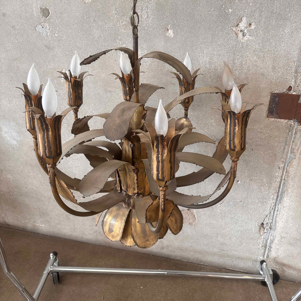 Vintage Mid Century Modern Brutalist Chandelier By Tom Green