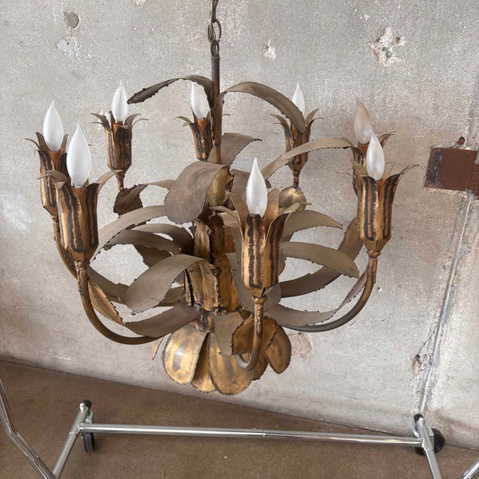 Vintage Mid Century Modern Brutalist Chandelier By Tom Green