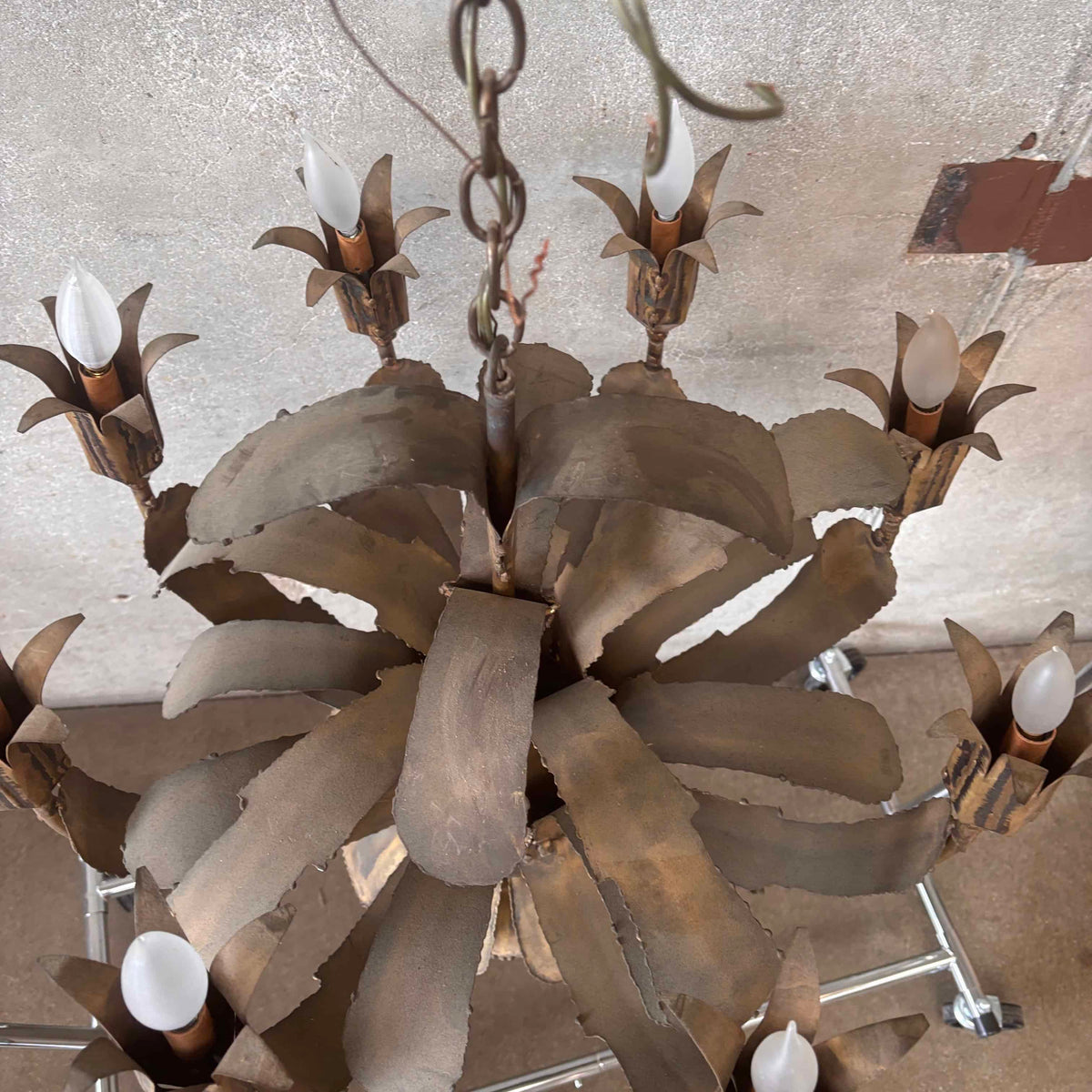 Vintage Mid Century Modern Brutalist Chandelier By Tom Green