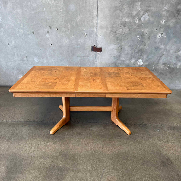 Vintage Burlwood Dining Table With One Leaf