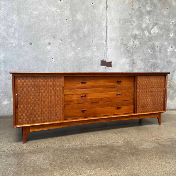 Walnut Nine Drawer Dresser / Credenza In The Style of Lane Altavista