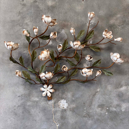 Tole Magnolia Hollywood Regency Wall Light Fixture