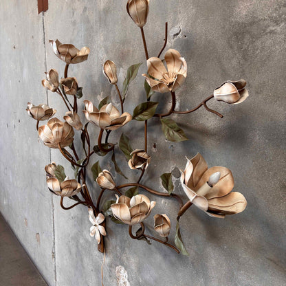 Tole Magnolia Hollywood Regency Wall Light Fixture