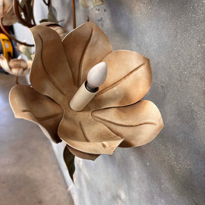 Tole Magnolia Hollywood Regency Wall Light Fixture