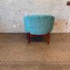 Vintage Mid Century Modern Barrel Chair With Walnut Wood Base
