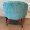 Vintage Mid Century Modern Barrel Chair With Walnut Wood Base