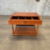 Mid Century Teak Table Sewing & Leather Magazine Holder