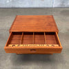 Mid Century Teak Table Sewing & Leather Magazine Holder