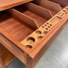 Mid Century Teak Table Sewing & Leather Magazine Holder