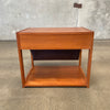 Mid Century Teak Table Sewing & Leather Magazine Holder