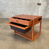 Mid Century Teak Table Sewing & Leather Magazine Holder