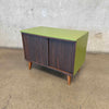 Mid Century Avocado Green Tambour Door Record Cabinet