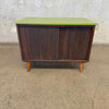 Mid Century Avocado Green Tambour Door Record Cabinet