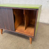 Mid Century Avocado Green Tambour Door Record Cabinet