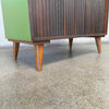 Mid Century Avocado Green Tambour Door Record Cabinet