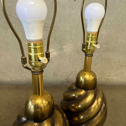 Pair of 1970s Westwood Industries Solid Brass Swirl Lamps