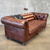 Vintage Custom Painted Betsy Ross Flag Leather Chesterfield Sofa