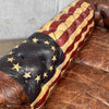 Vintage Custom Painted Betsy Ross Flag Leather Chesterfield Sofa