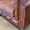 Vintage Custom Painted Betsy Ross Flag Leather Chesterfield Sofa