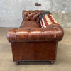 Vintage Custom Painted Betsy Ross Flag Leather Chesterfield Sofa