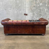 Vintage Custom Painted Betsy Ross Flag Leather Chesterfield Sofa