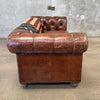 Vintage Custom Painted Betsy Ross Flag Leather Chesterfield Sofa