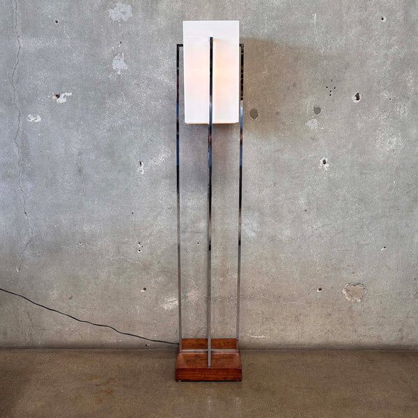 Mid Century Modern Chrome Plastic Square Shade Floor Lamp by Paul Mayen