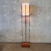 Mid Century Modern Chrome Plastic Square Shade Floor Lamp by Paul Mayen