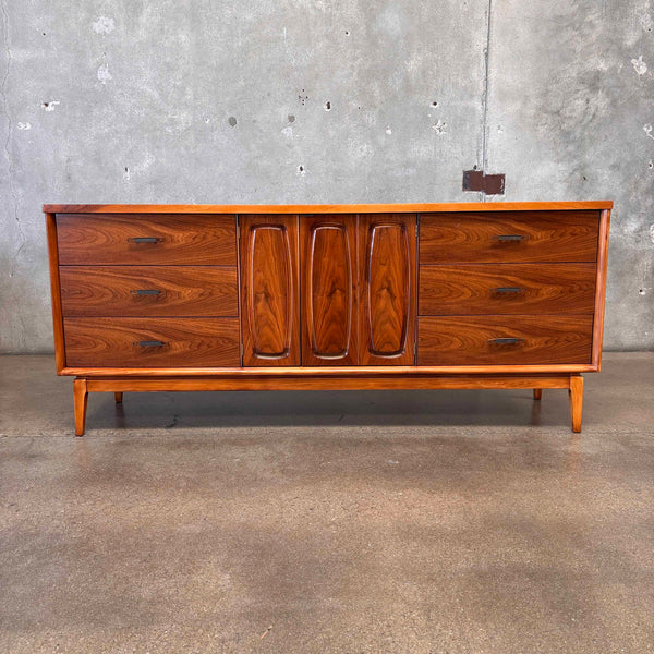1960's Broyhill Mid Century Modern Emphasis Natural Walnut Long Dresser