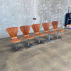 Set of 5 Mid Century Teak Dining Chairs Attributed to Arne Jacobsen 1960s