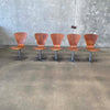 Set of 5 Mid Century Teak Dining Chairs Attributed to Arne Jacobsen 1960s